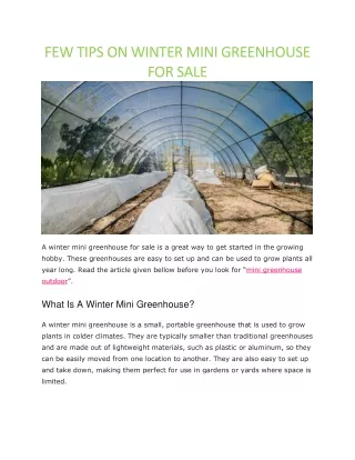 mini greenhouse for sale