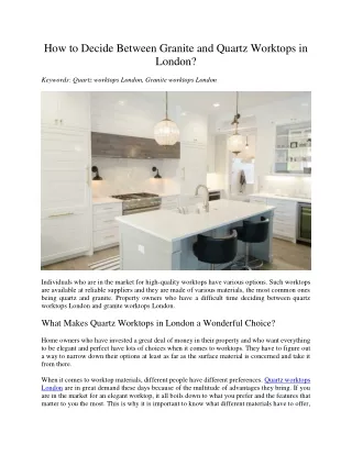 how to decide between granite and quartz worktops