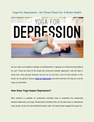 Yoga Poses That Can Ease Depression