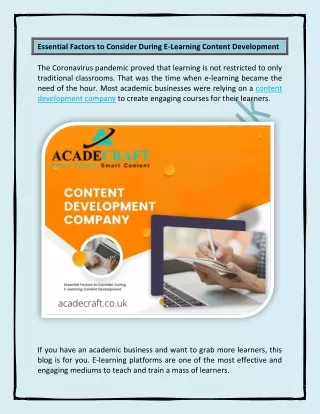essential factors to consider during e learning