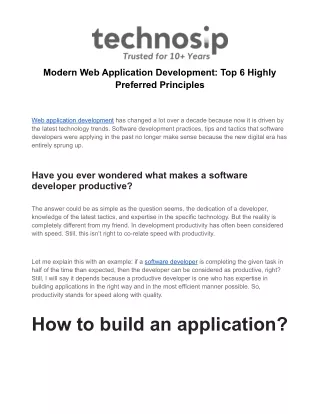 Modern Web Application Development_ Top 6 Highly Preferred Principles