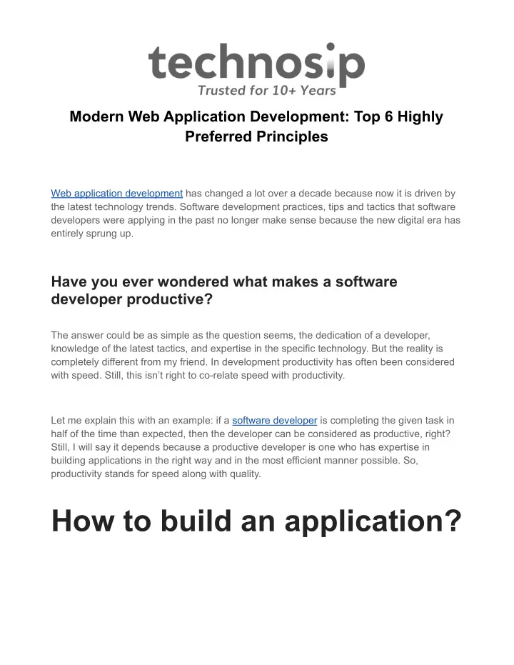 modern web application development top 6 highly