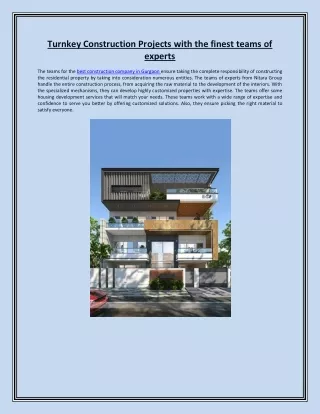 turnkey construction projects with the finest