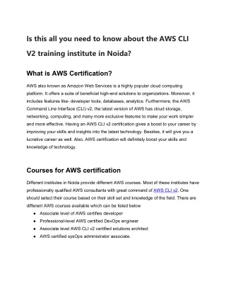 Is this all you need to know about the AWS CLI V2 training institute in Noida