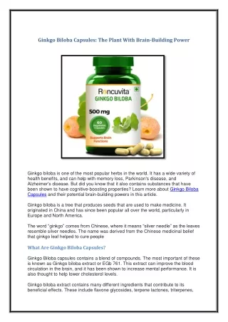 ginkgo biloba capsules the plant with brain