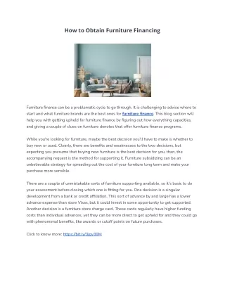 how to obtain furniture financing