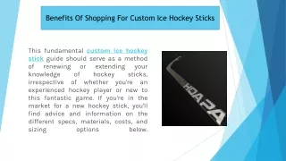 Benefits Of Shopping For Custom Ice Hockey Sticks