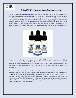 A Handful Of Knowledge About Gym Supplements