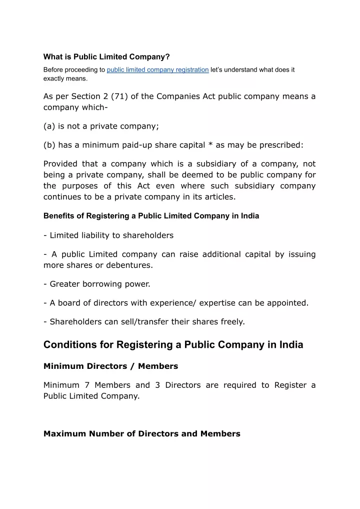 what is public limited company