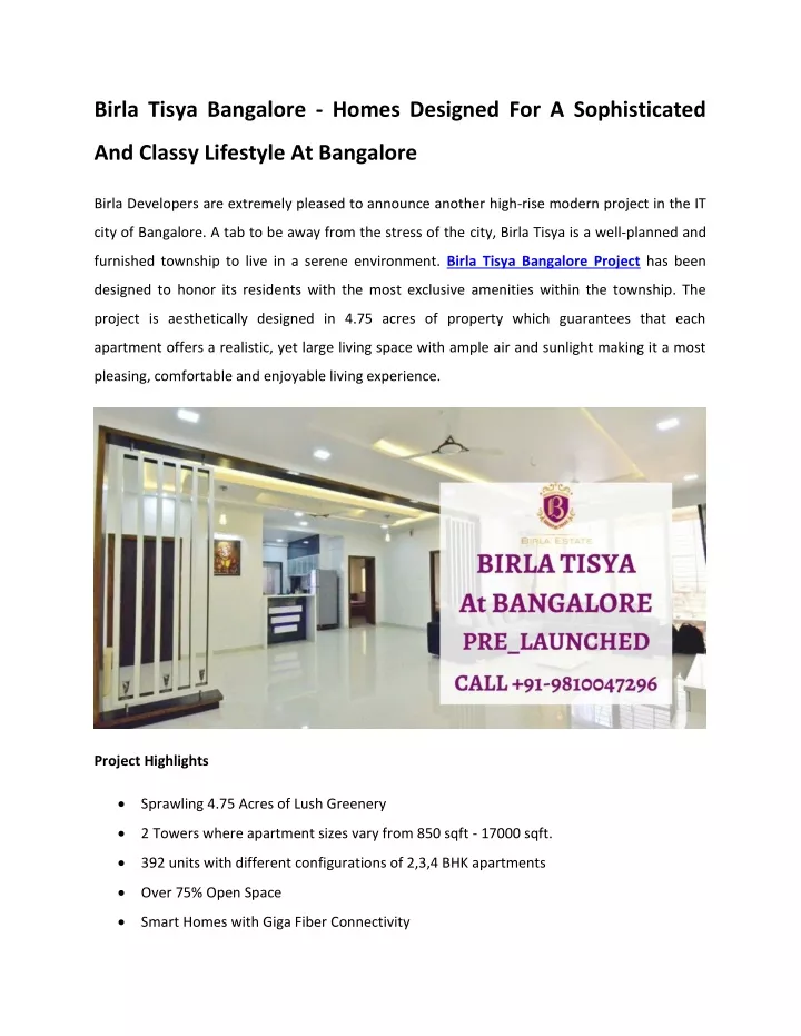 birla tisya bangalore homes designed