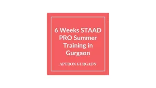 6 Weeks STAAD PRO Summer Training in Gurgaon- APTRON