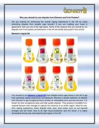 why you should try out eliquids from element