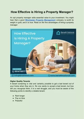 How Effective is Hiring a Property Manager