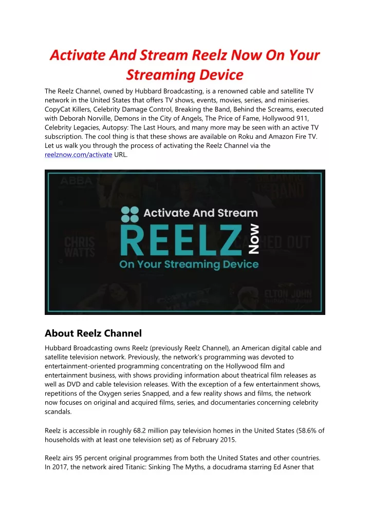 activate and stream reelz now on your streaming