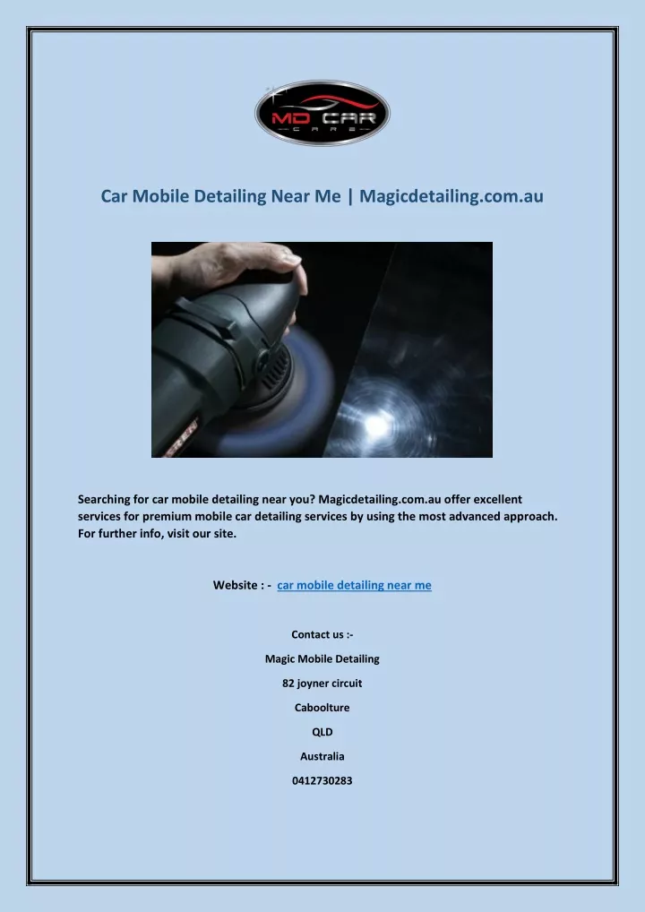 car mobile detailing near me magicdetailing com au