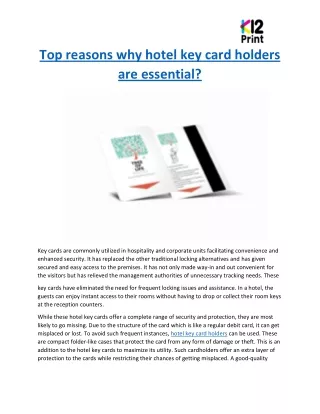 Top reasons why hotel key card holders are essential