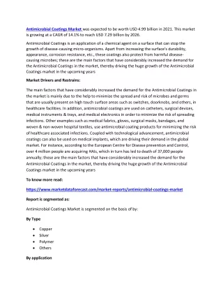 antimicrobial coatings market was expected