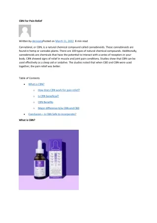 CBN Benefits