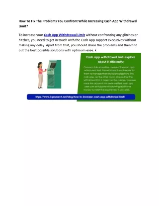How To Fix The Problems You Confront While Increasing Cash App Withdrawal Limit?