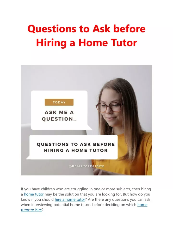 questions to ask before hiring a home tutor