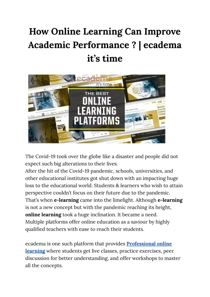 how online learning can improve academic