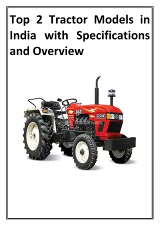 Top 2 Tractor Models in India with Specifications and Overview