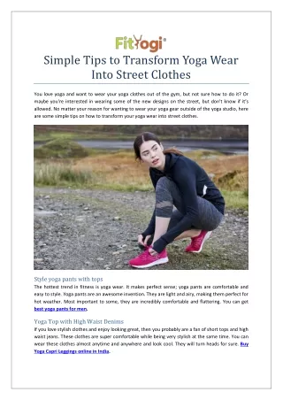Simple Tips to Transform Yoga Wear Into Street Clothes