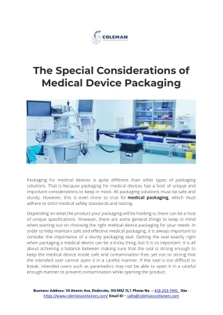 the special considerations of medical device