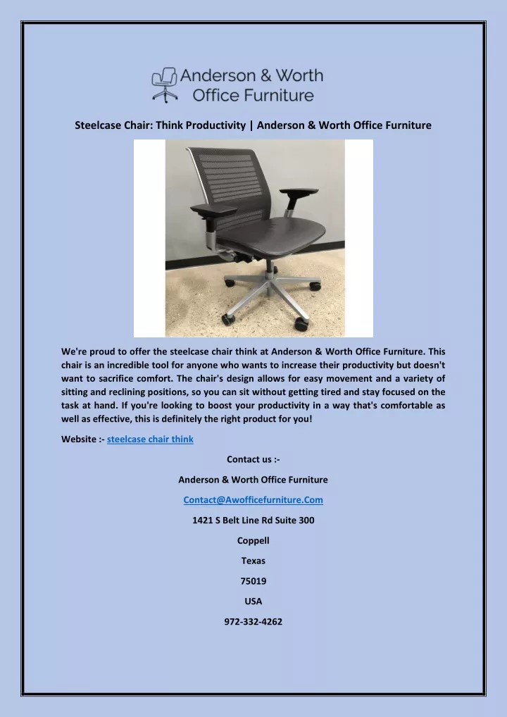 steelcase chair think productivity anderson worth