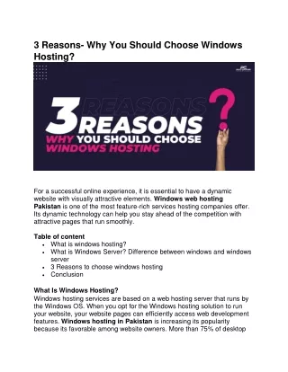 3 Reasons Why You Should Choose Windows Hosting