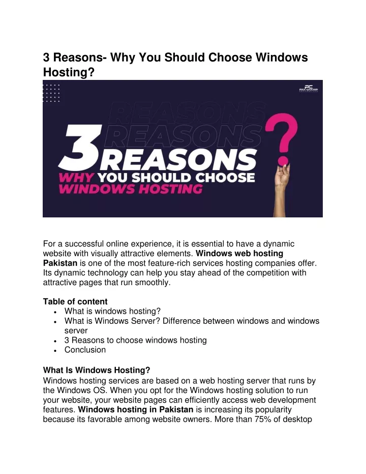 3 reasons why you should choose windows hosting