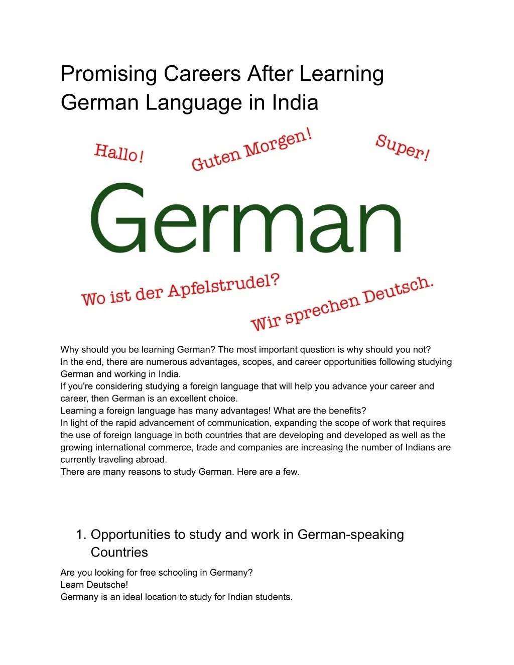 PPT - Promising Careers After Learning German Language in India ...