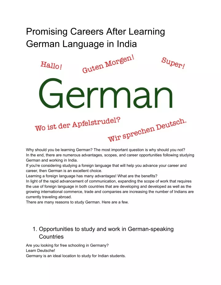 promising careers after learning german language