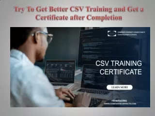 Try To Get Better CSV Training and Get a Certificate after Completion