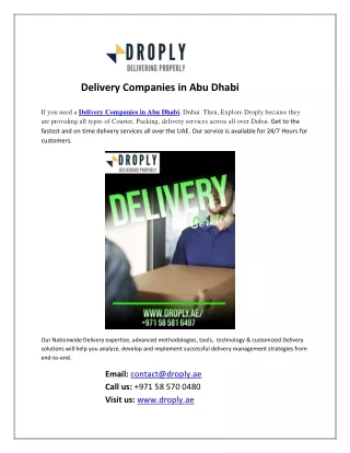 Speedy Delivery Companies in Abu Dhabi by Droply
