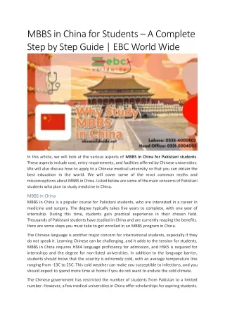 mbbs in china for students a complete step
