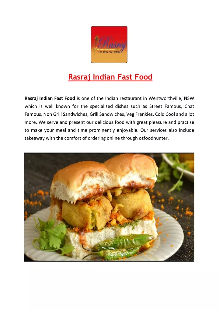 rasraj indian fast food