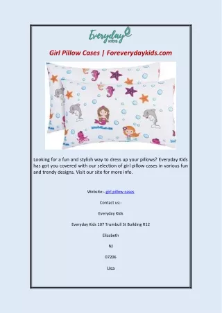 Girl Pillow Cases | Foreverydaykids.com