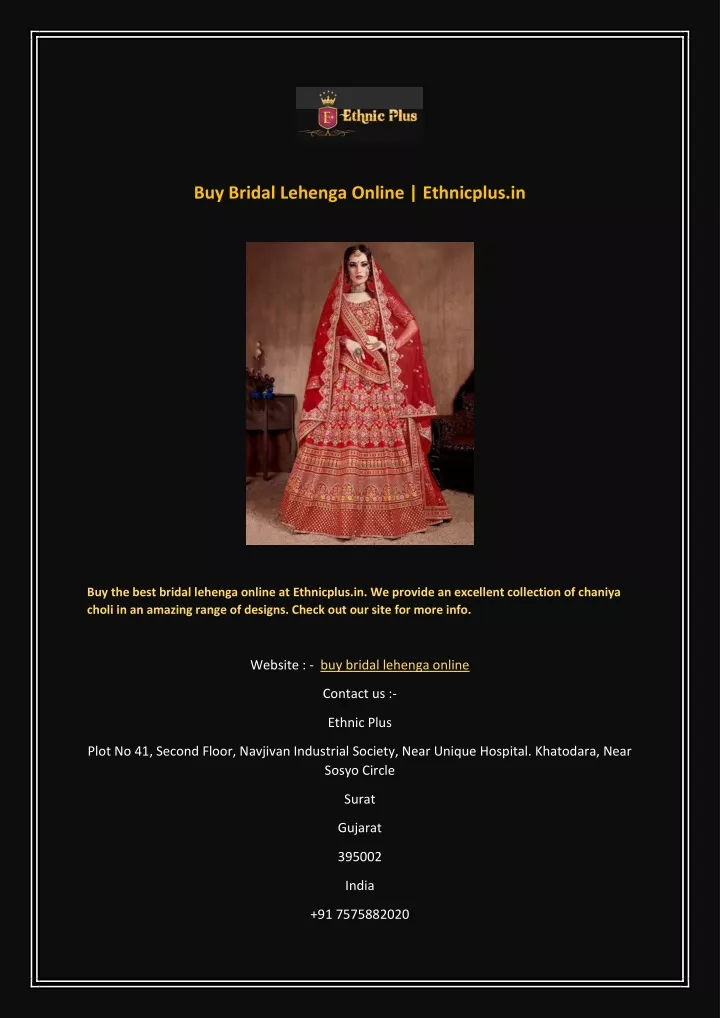 buy bridal lehenga online ethnicplus in