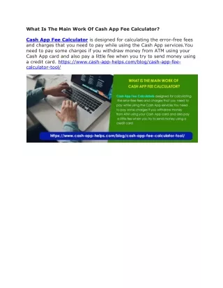 what is the main work of cash app fee calculator