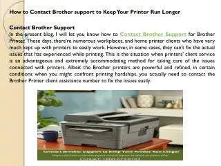 How to Contact Brother support to Keep Your Printer Run Longer