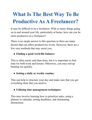 What Is The Best Way To Be Productive As A Freelancer?
