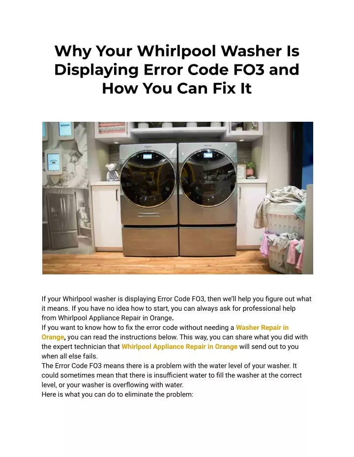 why your whirlpool washer is displaying error