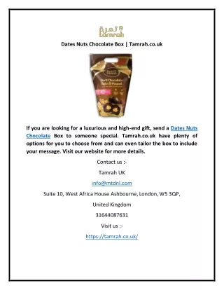 Dates Nuts Chocolate Box | Tamrah.co.uk