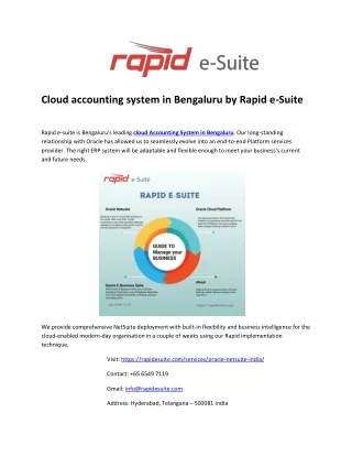 Cloud accounting system in Bengaluru by Rapid e- Suite