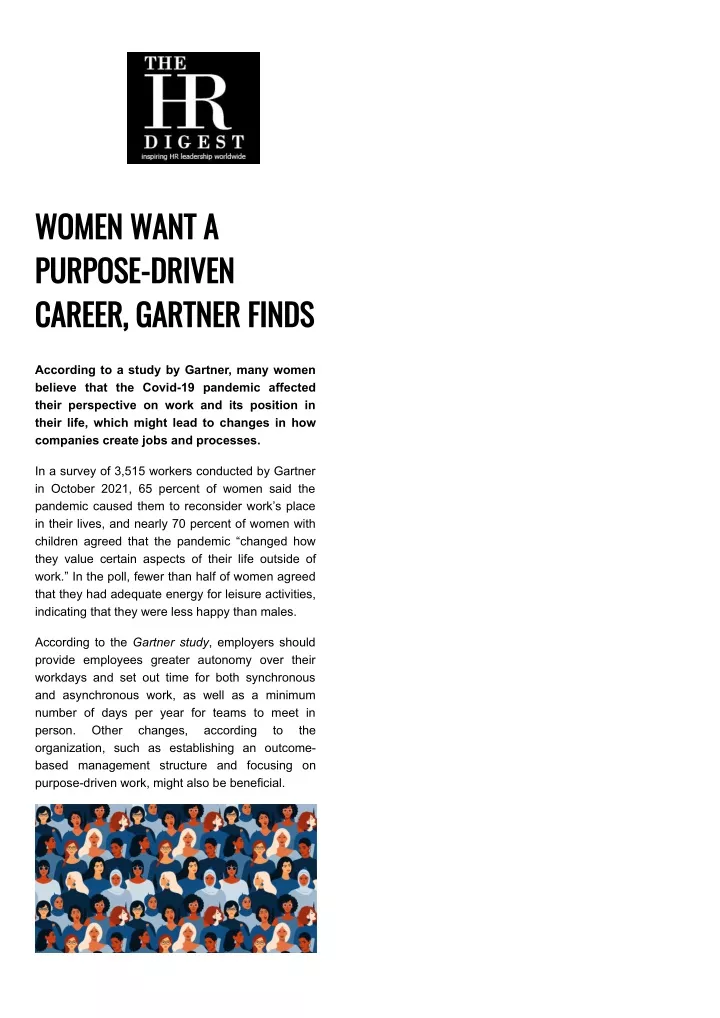 women want a purpose driven career gartner finds