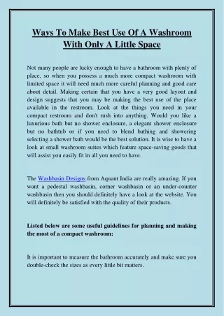 ways to make best use of a washroom with only