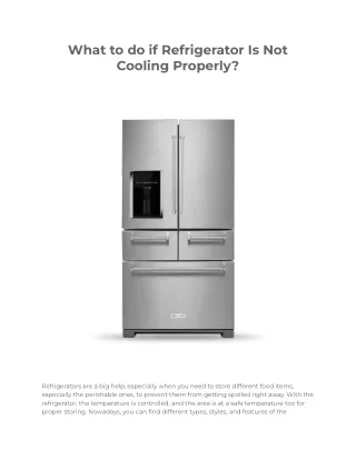What to do if Refrigerator Is Not Cooling Properly