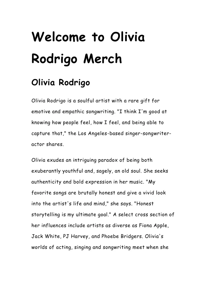 welcome to olivia rodrigo merch