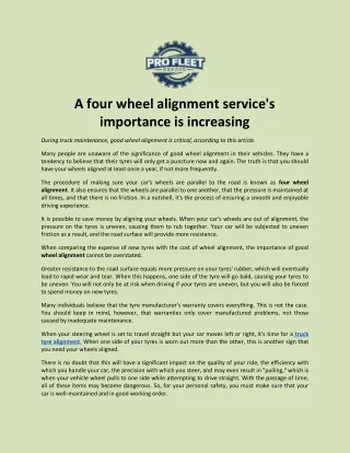 a four wheel alignment service s importance